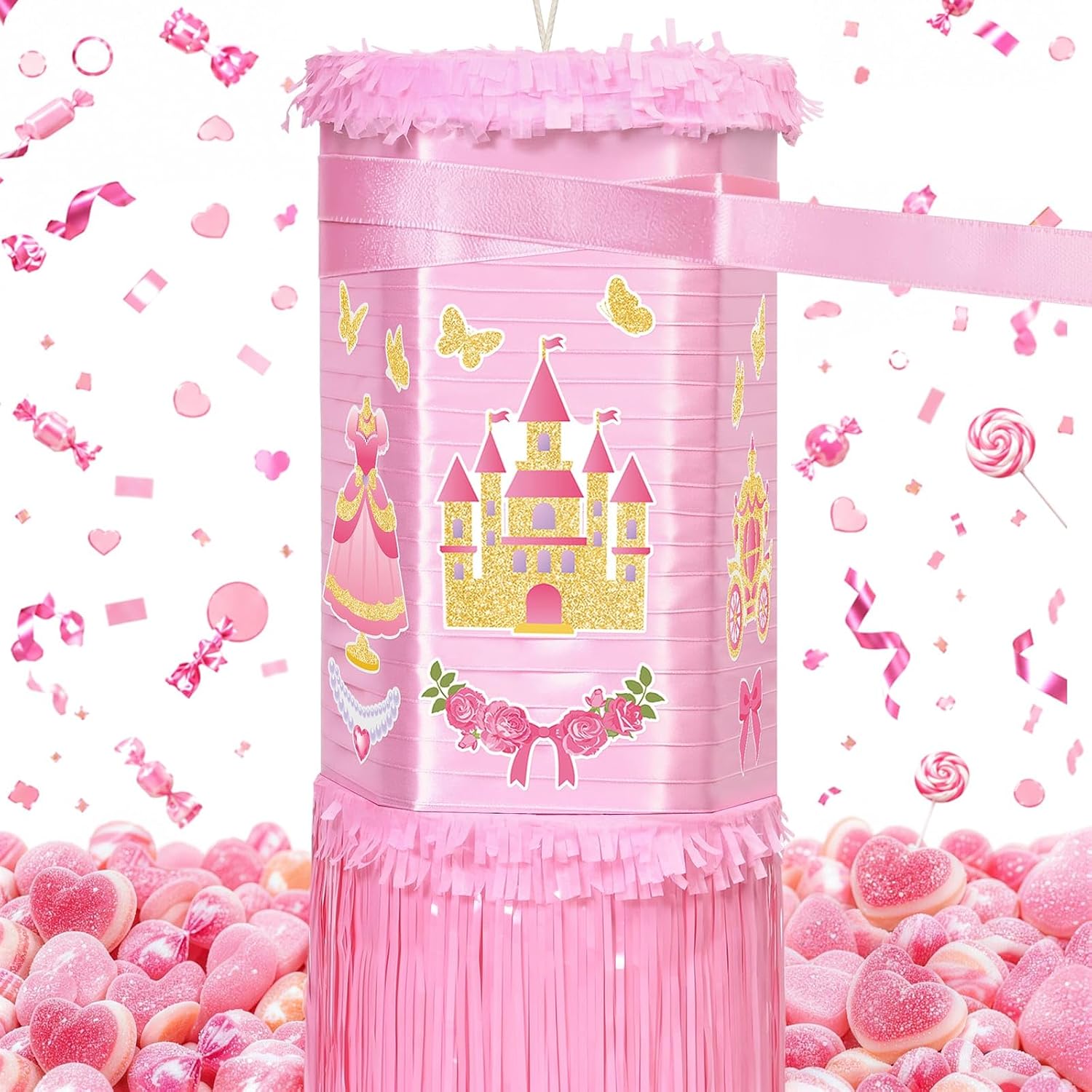 PIÑATA GIRATORIA PRINCESA ROSA WERNNSAI CON STICKERS DIY - 1