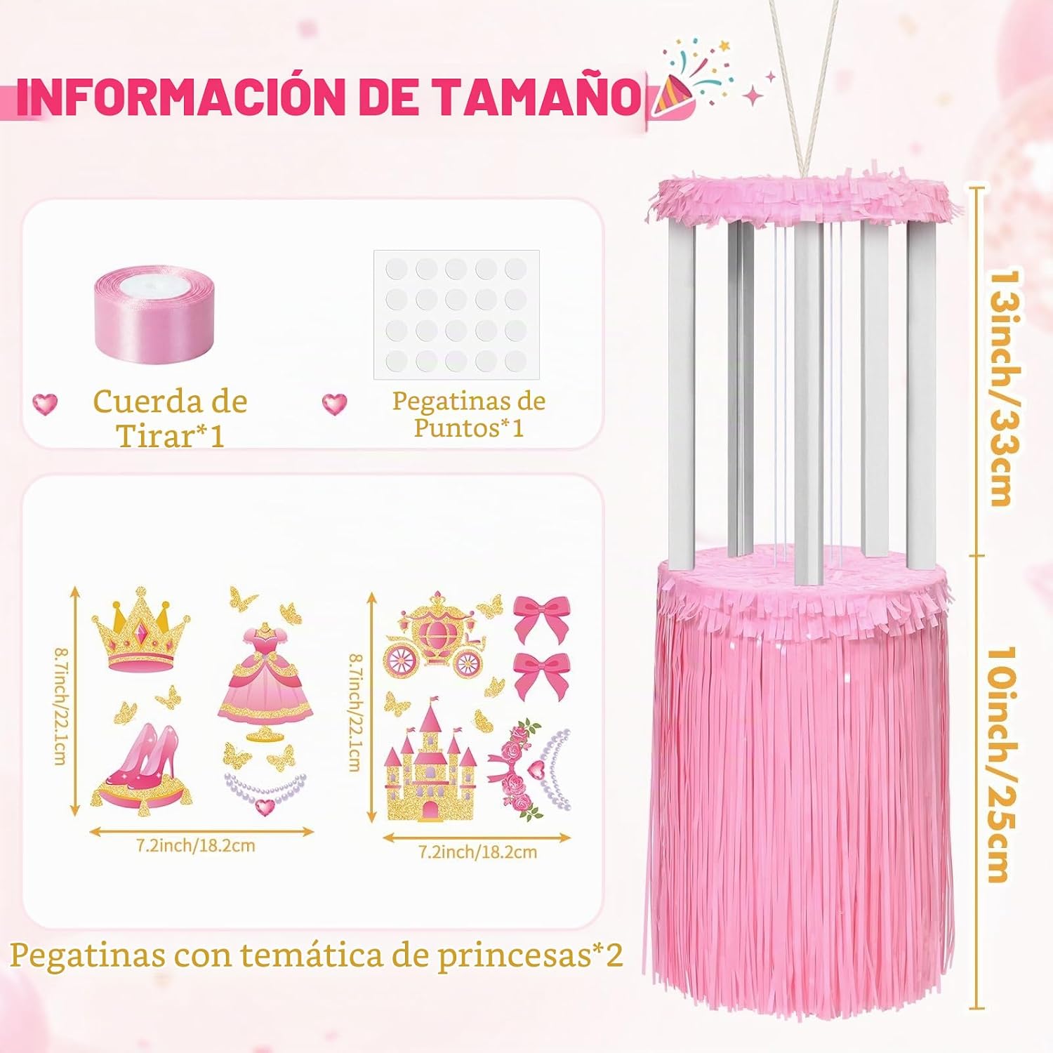PIÑATA GIRATORIA PRINCESA ROSA WERNNSAI CON STICKERS DIY - 2