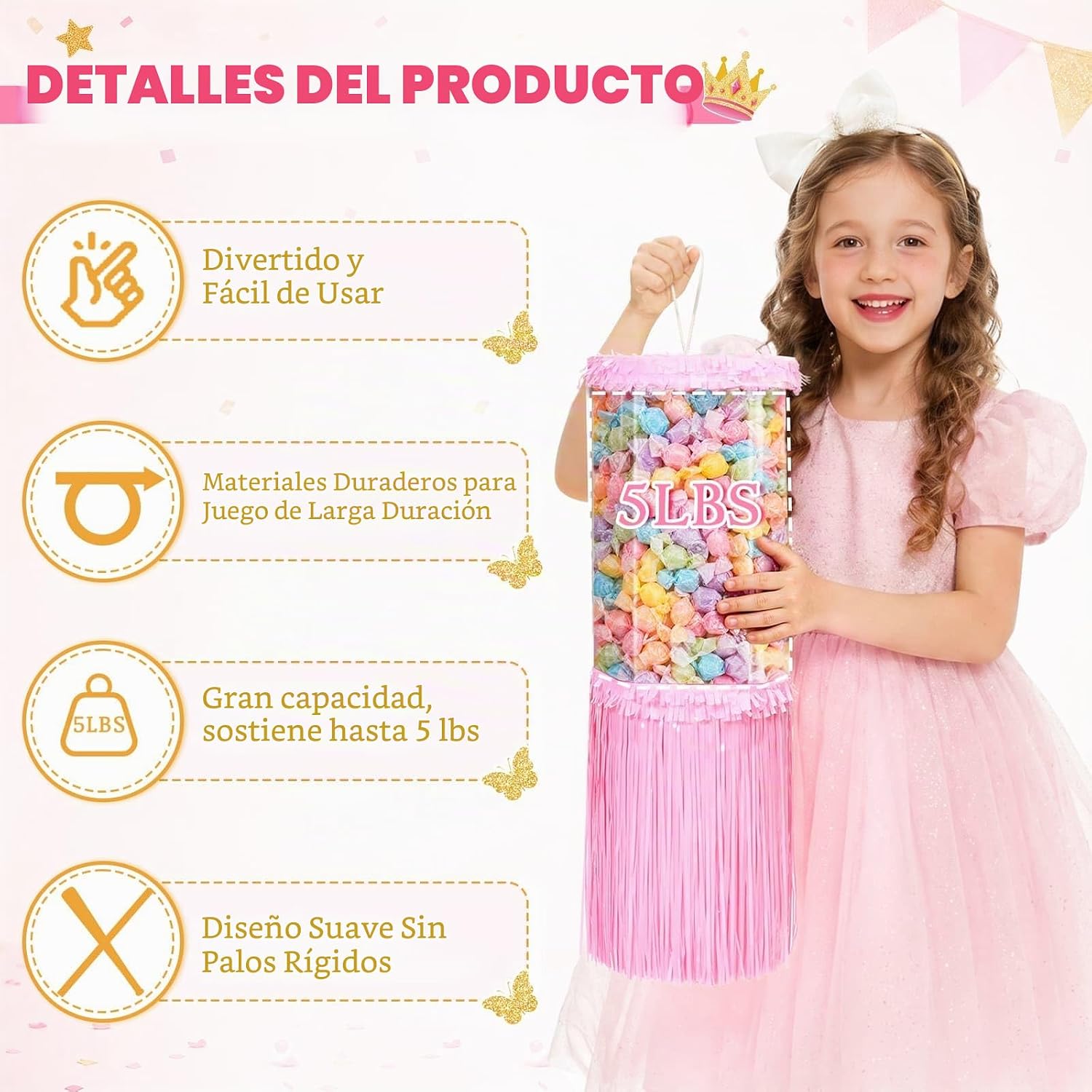 PIÑATA GIRATORIA PRINCESA ROSA WERNNSAI CON STICKERS DIY - 4