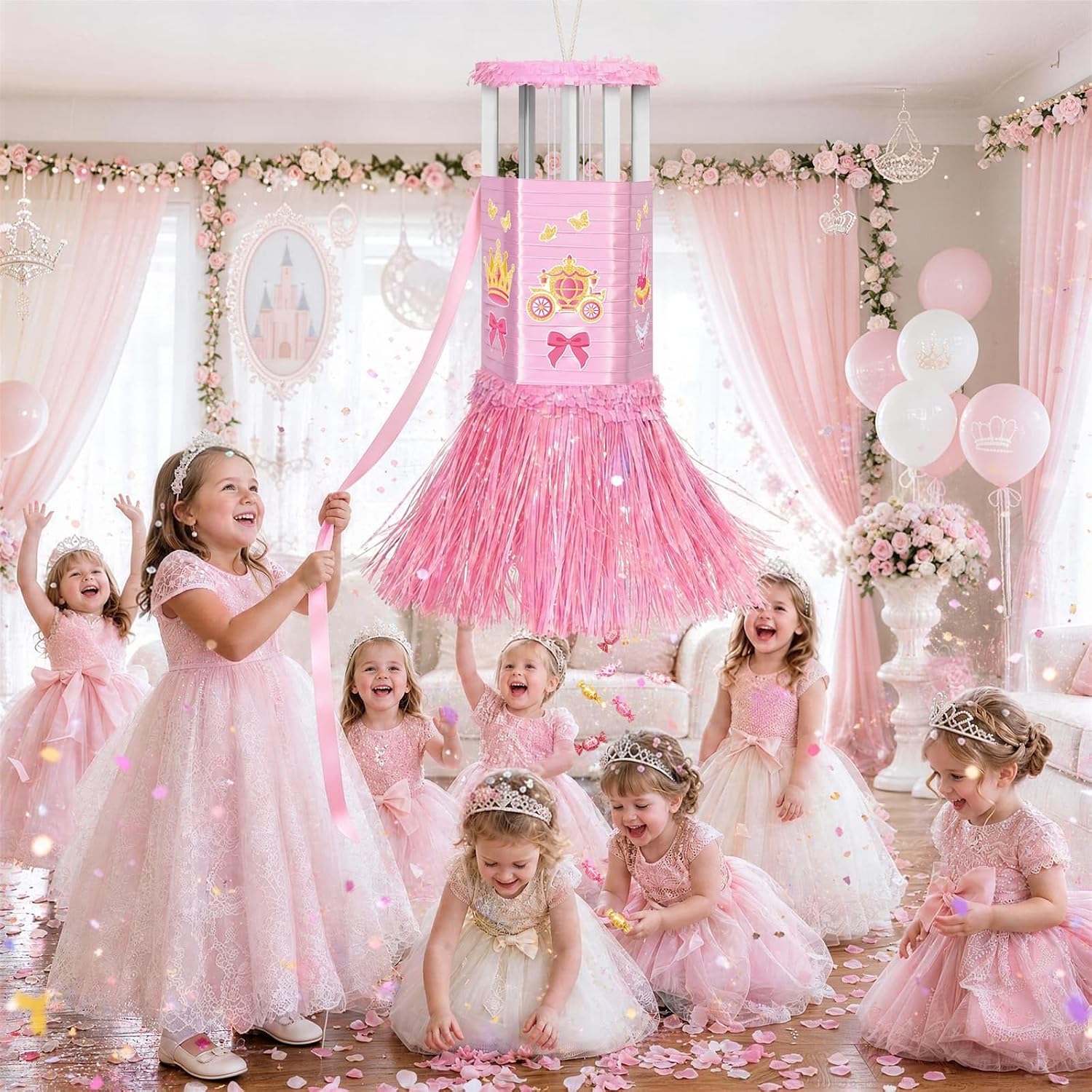 PIÑATA GIRATORIA PRINCESA ROSA WERNNSAI CON STICKERS DIY - 5