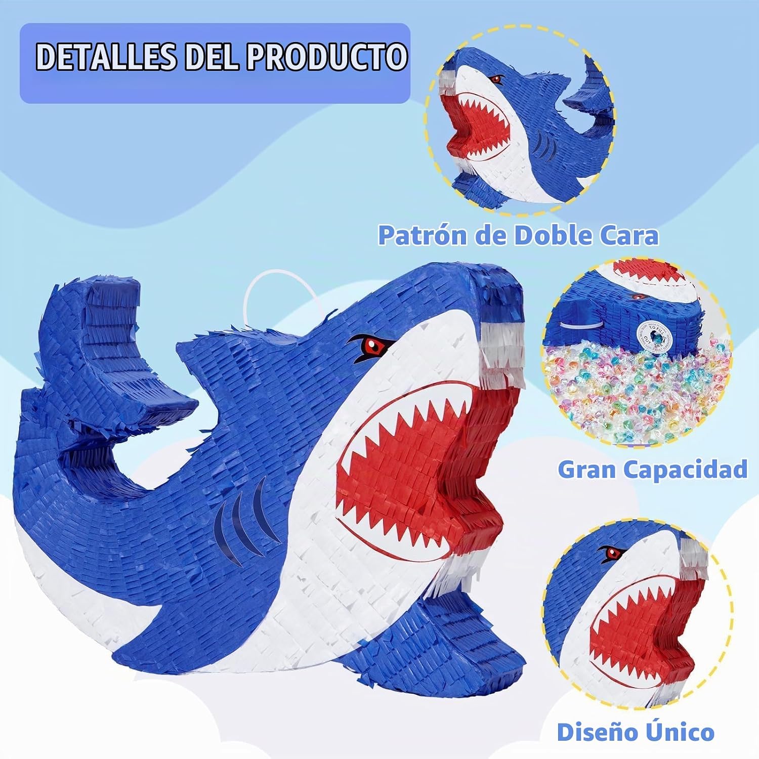 PIÑATA TIBURÓN AZUL WERNNSAI PARA FIESTA INFANTIL - 4