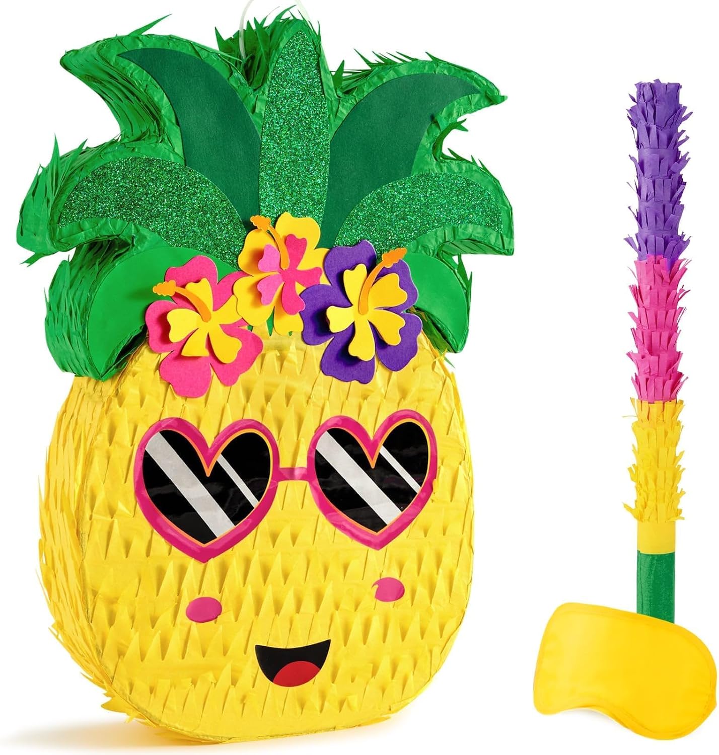 PIÑATA PIÑA TROPICAL WERNNSAI CON ANTIFAZ Y BATE PARA FIESTA - 1
