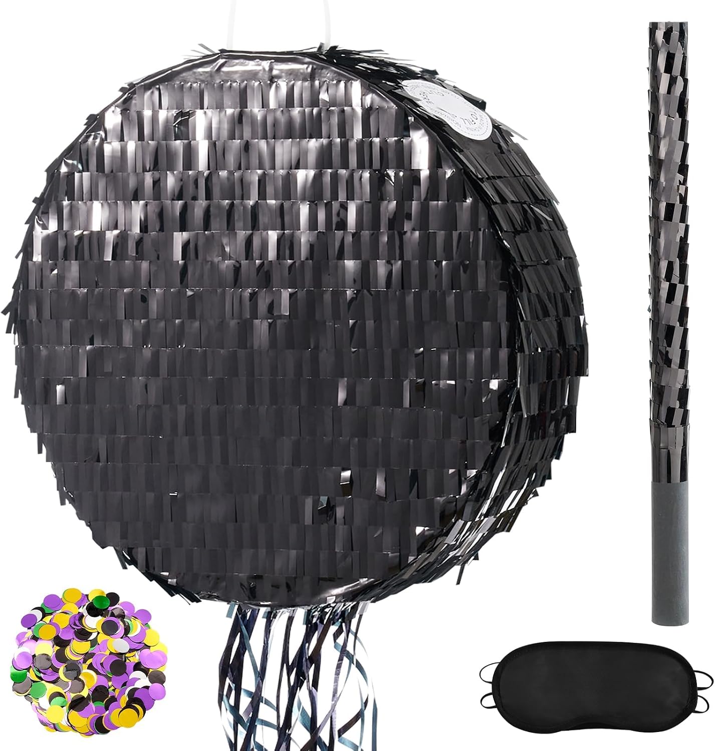 PIÑATA REDONDA NEGRA DIY WERNNSAI DISCO BALL PARA FIESTAS - 1
