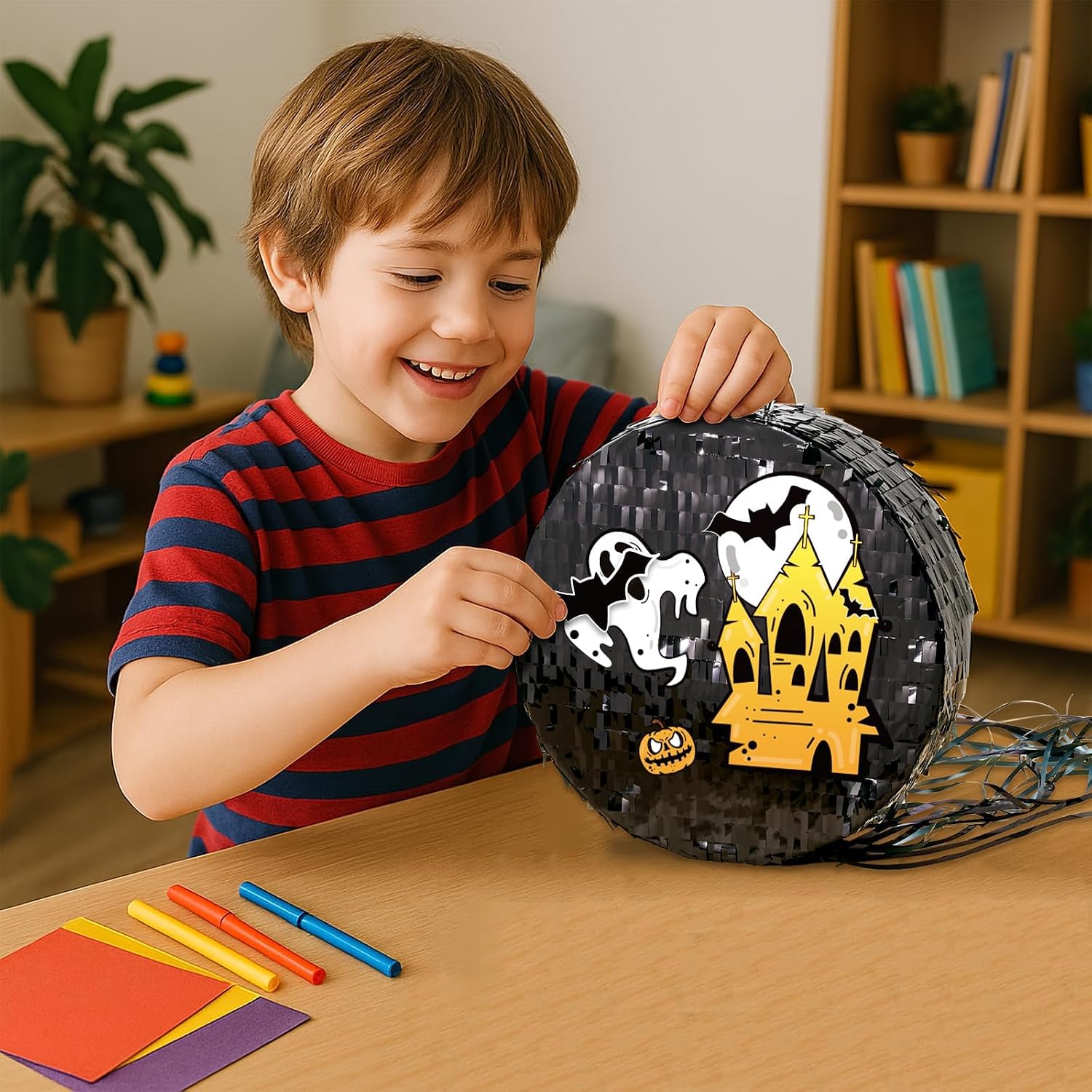 PIÑATA REDONDA NEGRA DIY WERNNSAI DISCO BALL PARA FIESTAS - 2
