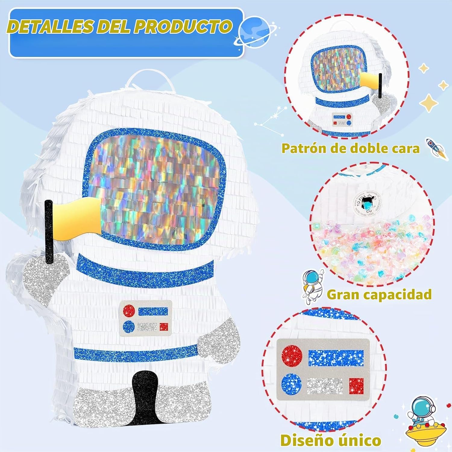 PIÑATA ASTRONAUTA WERNNSAI DECORACIÓN FIESTA ESPACIAL - 5