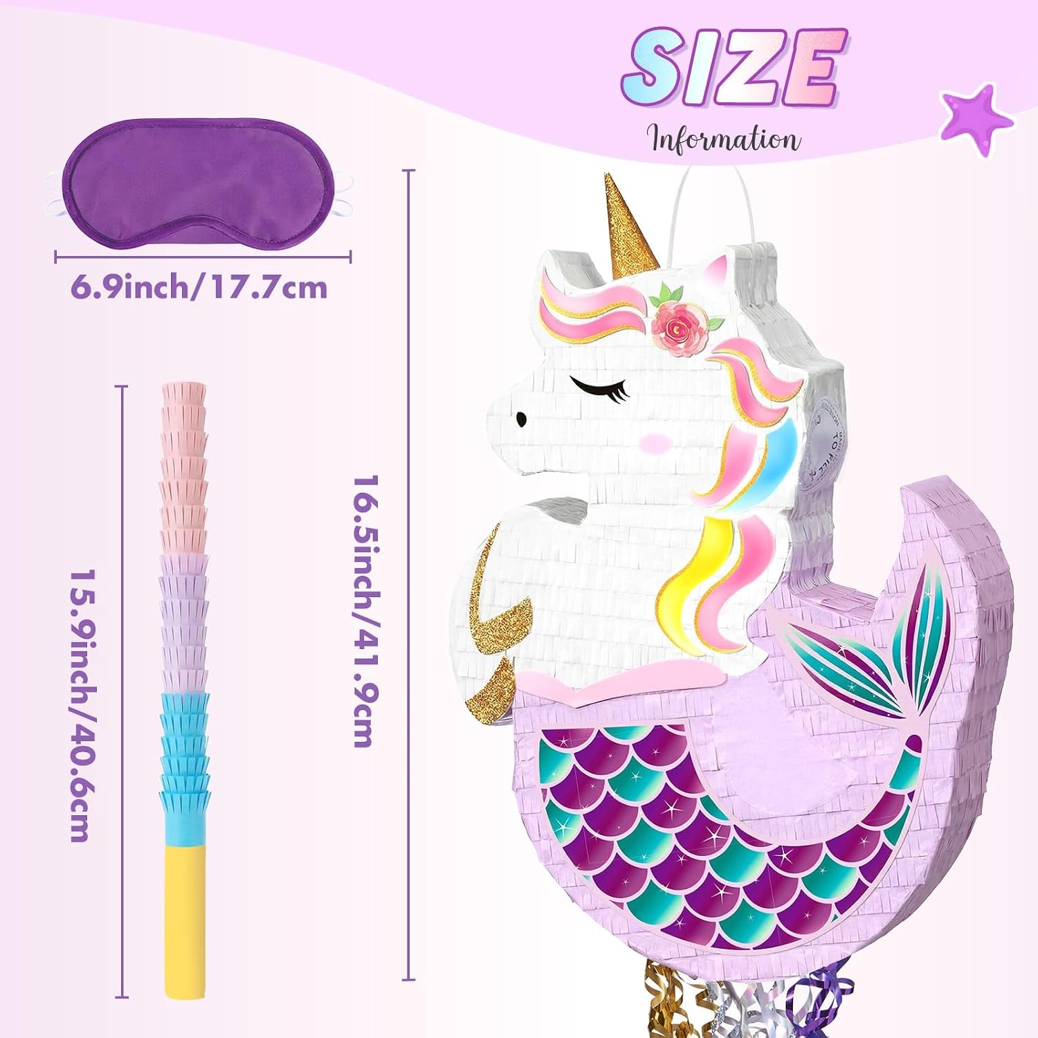 PIÑATA UNICORNIO SIRENA WERNNSAI PARA FIESTAS INFANTILES - 3