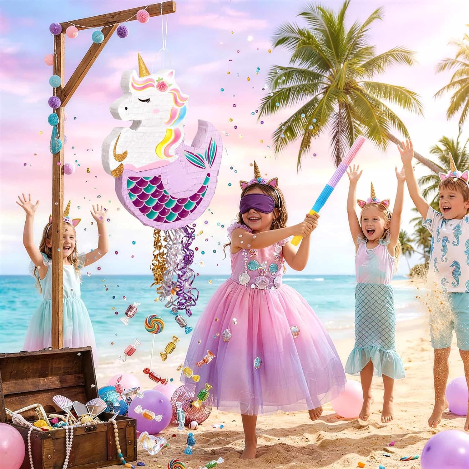 PIÑATA UNICORNIO SIRENA WERNNSAI PARA FIESTAS INFANTILES - 5