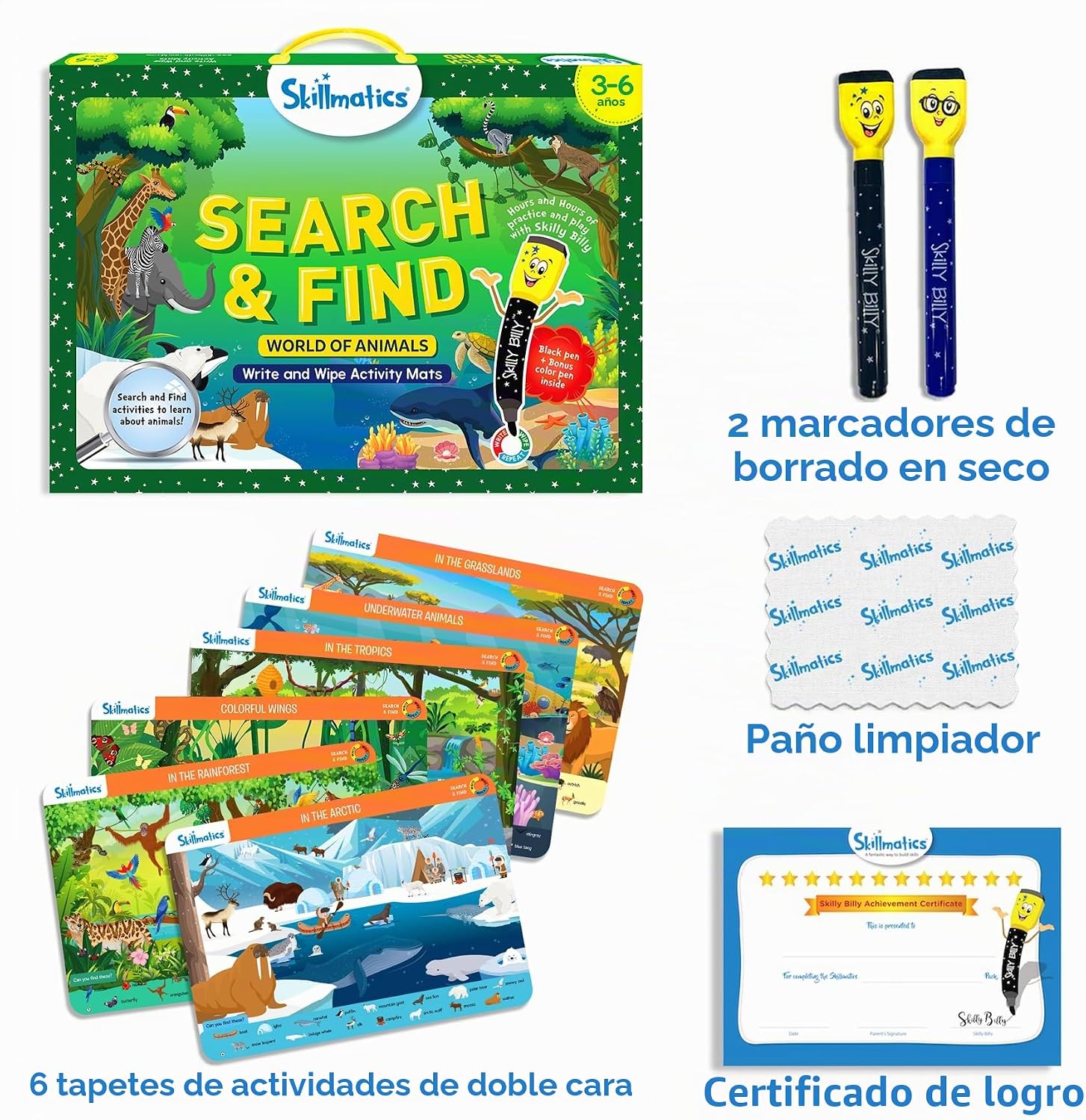 TAPETE DE ACTIVIDADES REUTILIZABLE SKILLMATICS SEARCH AND FIND ANIMALS - 2