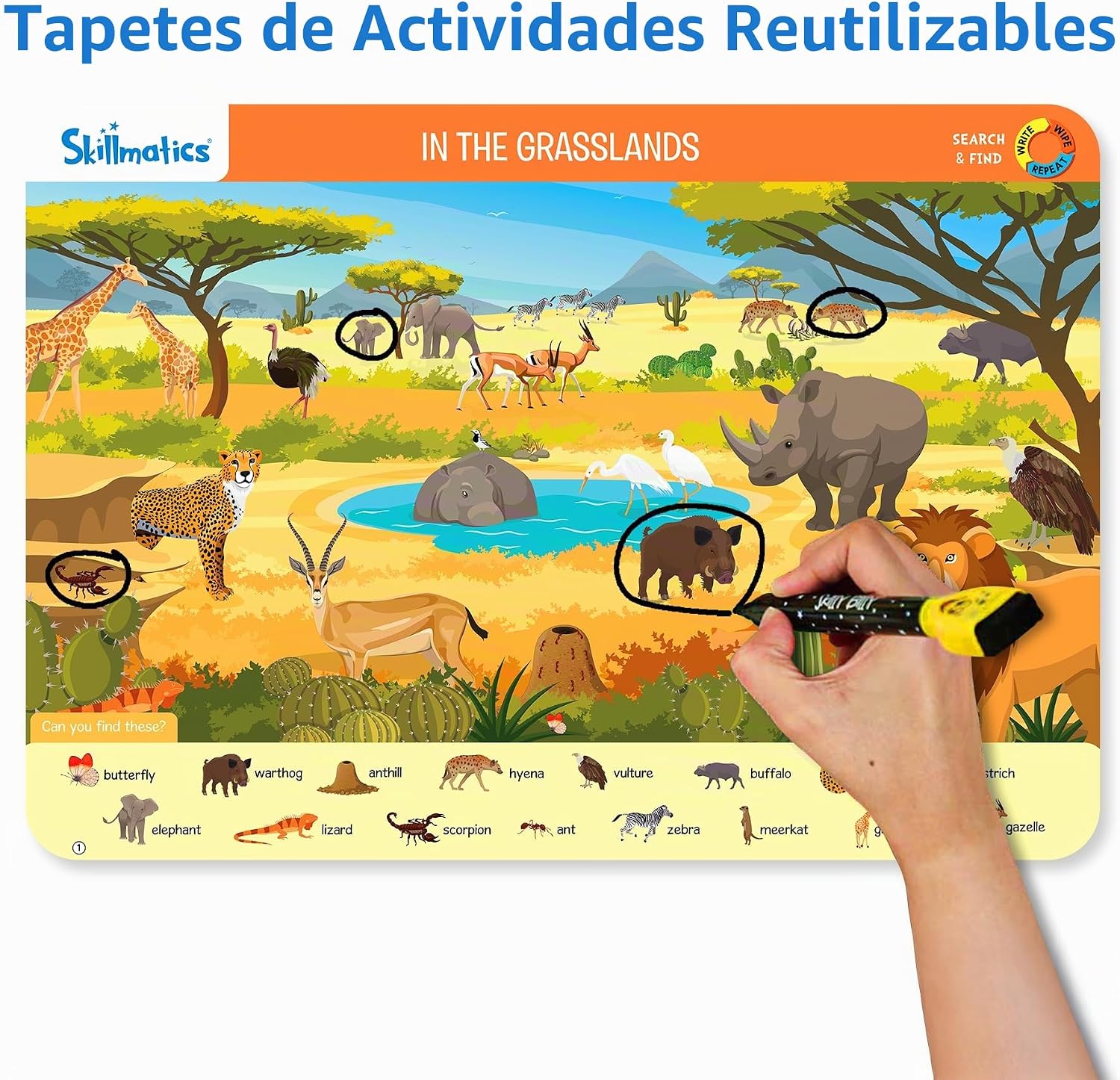 TAPETE DE ACTIVIDADES REUTILIZABLE SKILLMATICS SEARCH AND FIND ANIMALS - 3