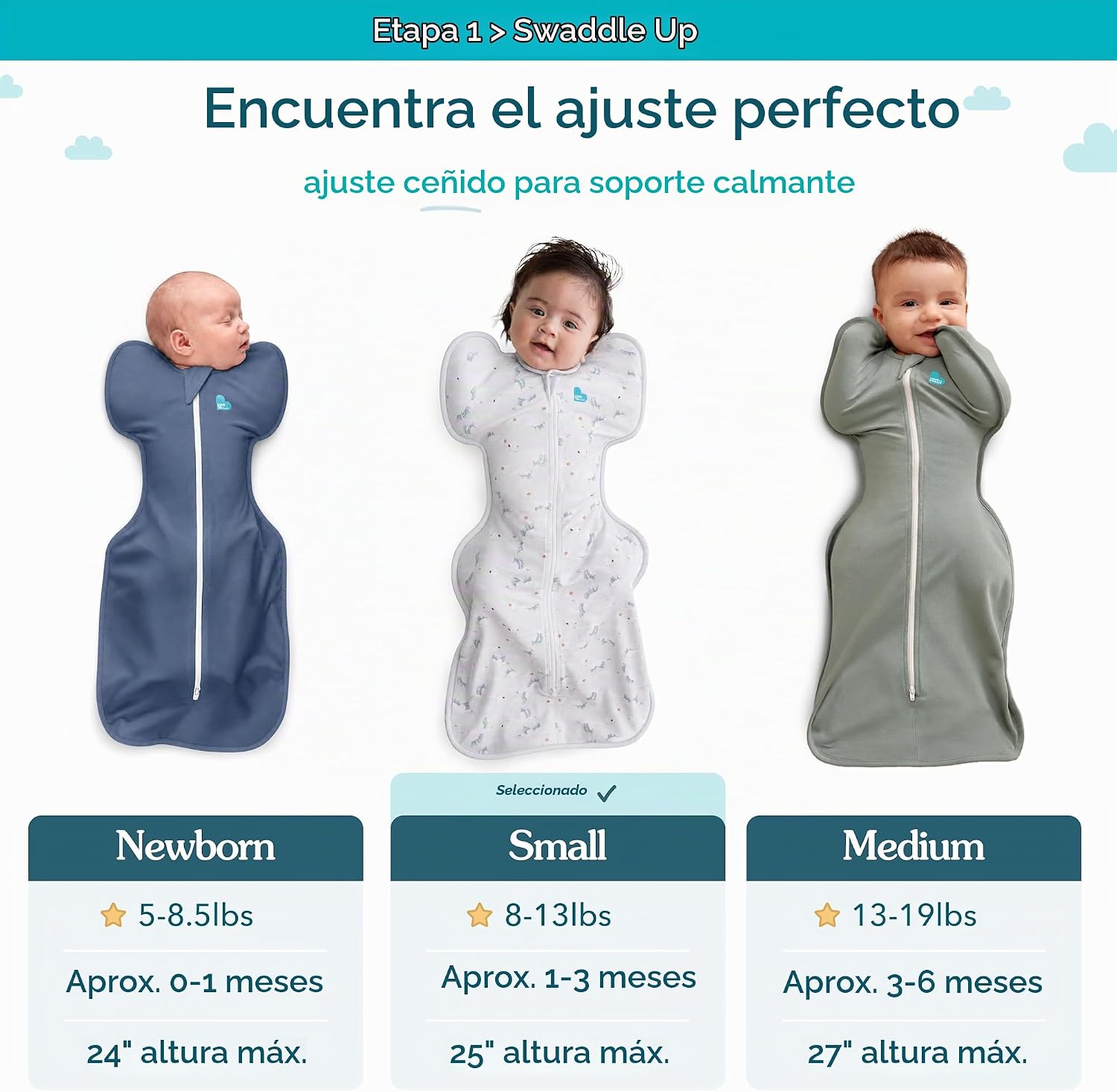LOVE TO DREAM SWADDLE UP SACO DE DORMIR PARA BEBÉ 1.0 TOG 8-13 LBS AZUL MARINO - 3
