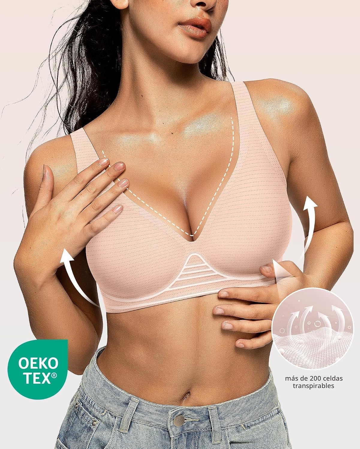 SOSTÉN OEAK JELLY WIRELESS DEEP V SIN VARILLAS TALLA 30A COLOR NUDE - 2
