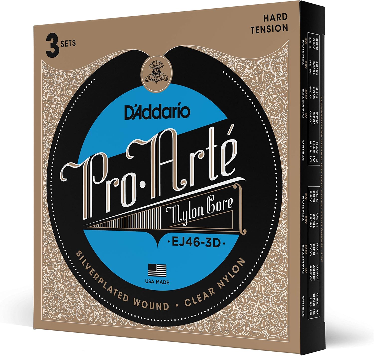 JUEGO DE CUERDAS D'ADDARIO PRO ARTE SILVERPLATED COPPER H EJ46-3D PARA GUITARRA CLÁSICA - 1