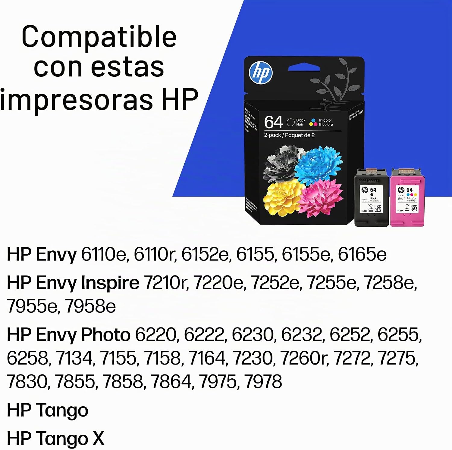CARTUCHOS DE TINTA HP 64 NEGRO Y TRICOLOR PACK COMBO - 2
