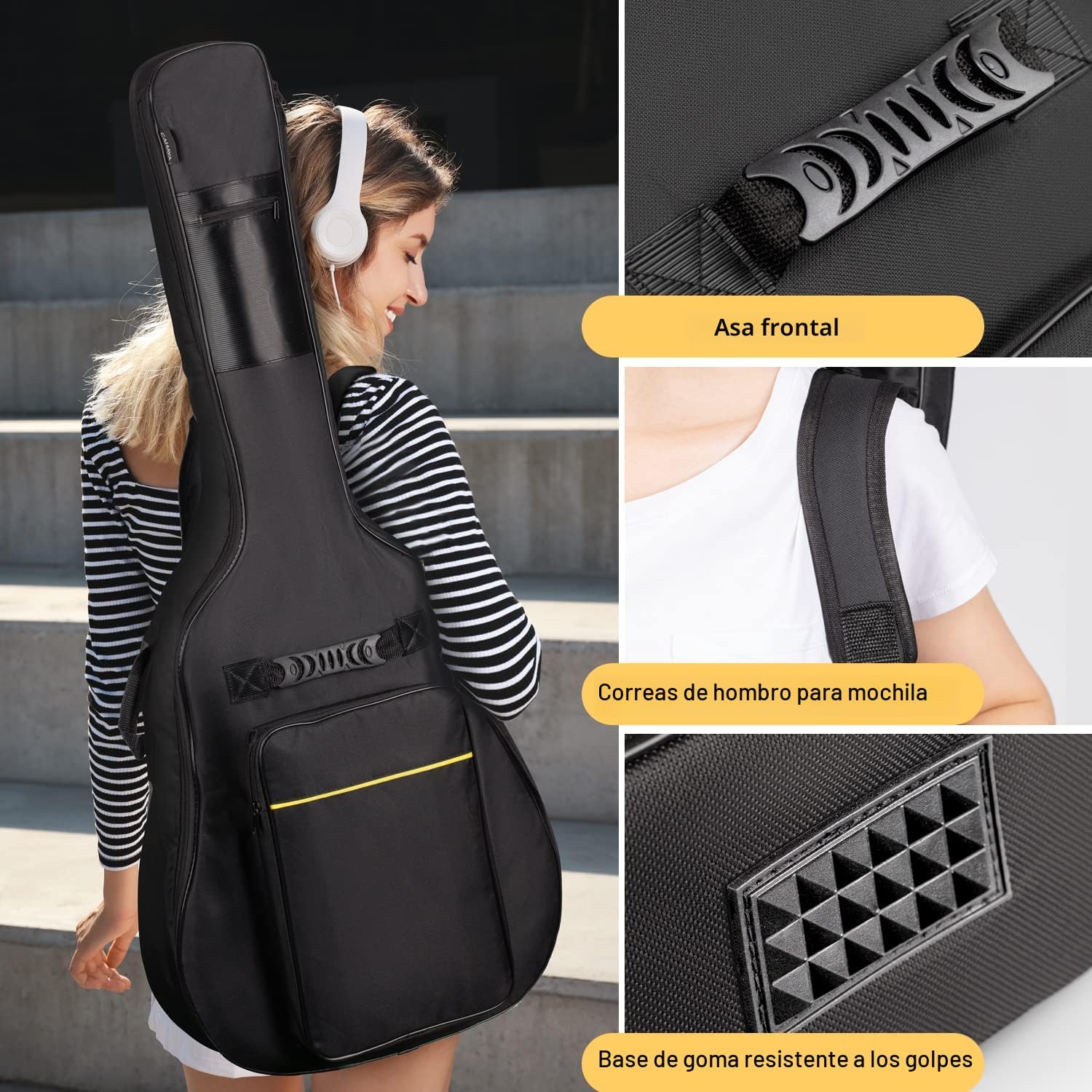 FUNDA PARA GUITARRA ACÚSTICA CAHAYA 41 PULGADAS CON ACOLCHADO 0.35 PULGADAS RESISTENTE AL AGUA - 5