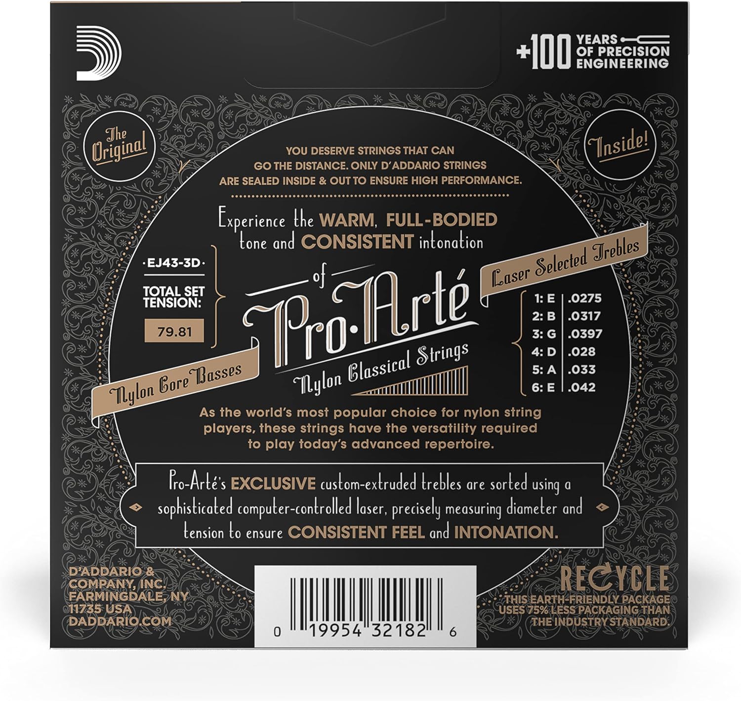 CUERDAS PARA GUITARRA CLÁSICA D'ADDARIO PRO-ARTE NYLON TENSIÓN LIGERA, 3 JUEGOS - 2