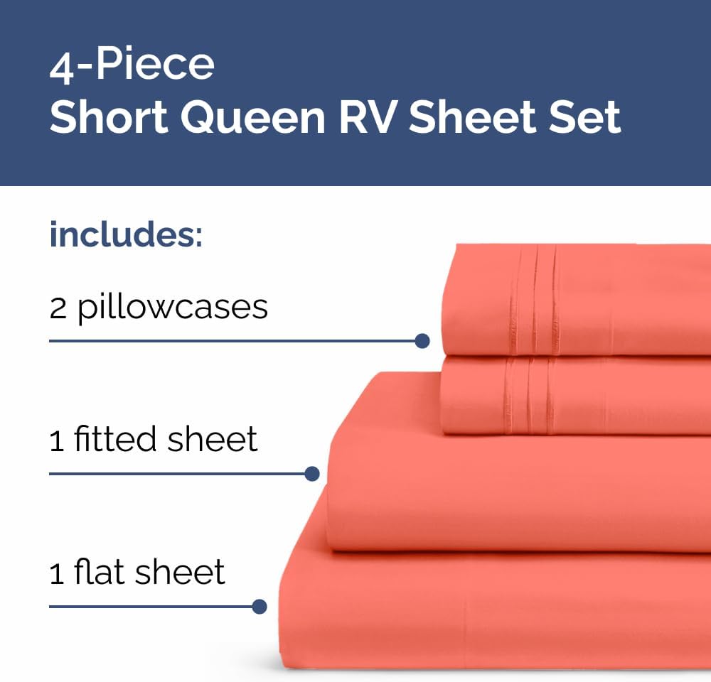 JUEGO DE SÁBANAS RV SHORT QUEEN 4 PIEZAS CORAL - 2