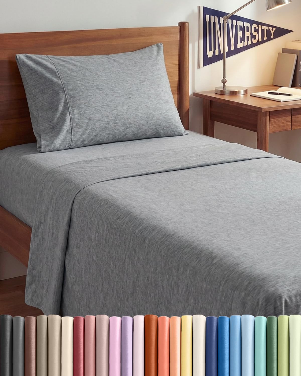 JUEGO DE SÁBANAS TWIN XL 3 PIEZAS MICROFIBRA GRIS JASPEADO - 1