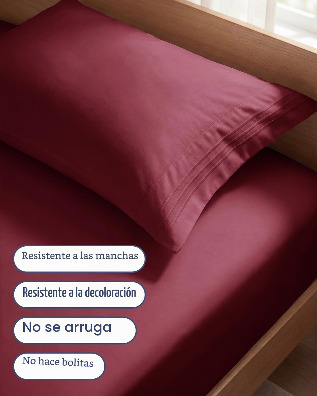 JUEGO DE SÁBANAS TWIN SIZE 3 PIEZAS MICROFIBRA BURDEO - 5