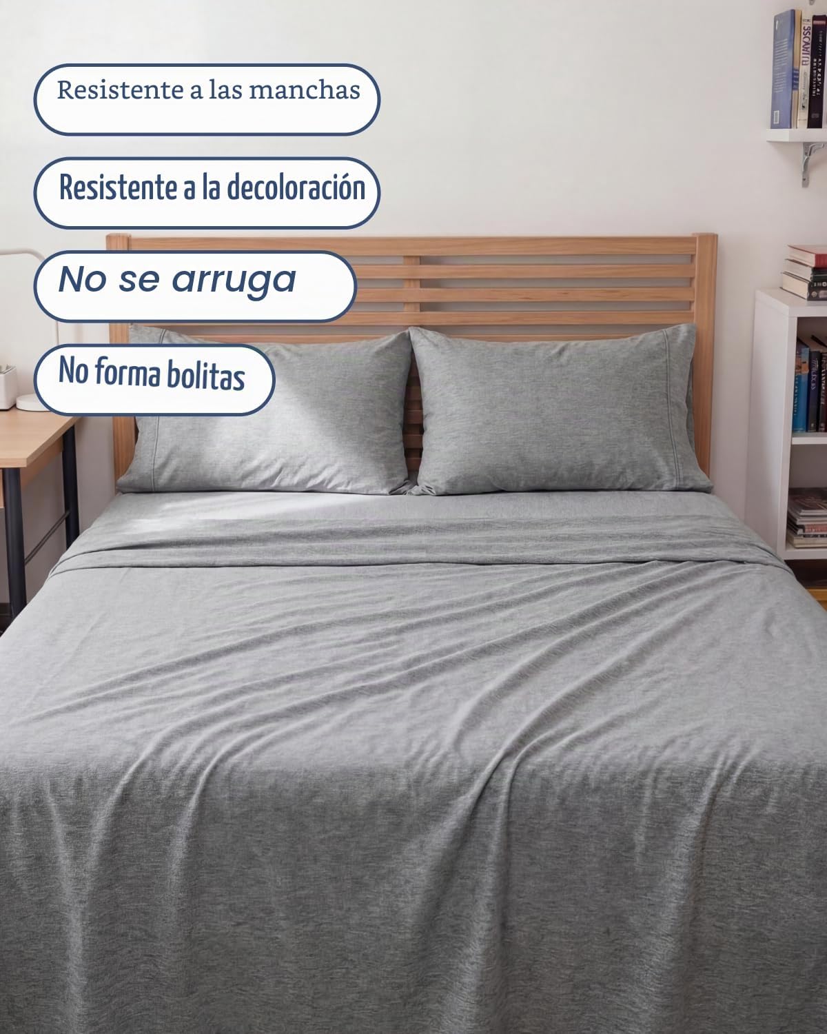 JUEGO DE SÁBANAS FULL XL 4 PIEZAS CGK UNLIMITED GRIS JASPEADO - 5
