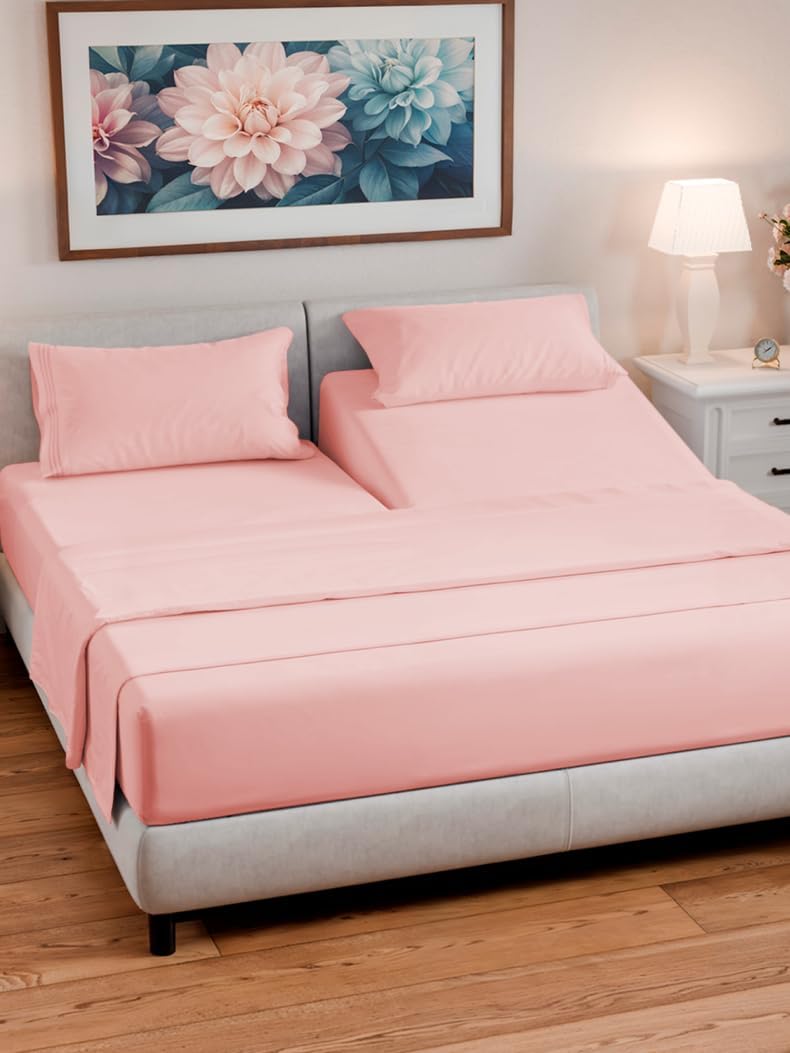 JUEGO DE SÁBANAS SPLIT KING 4 PIEZAS CGK UNLIMITED ROSA BEBÉ - 2