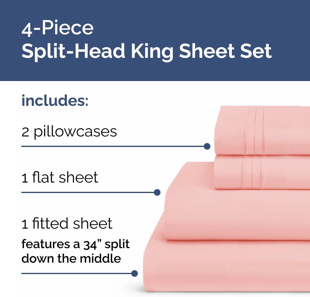 JUEGO DE SÁBANAS SPLIT KING 4 PIEZAS CGK UNLIMITED ROSA BEBÉ - 3