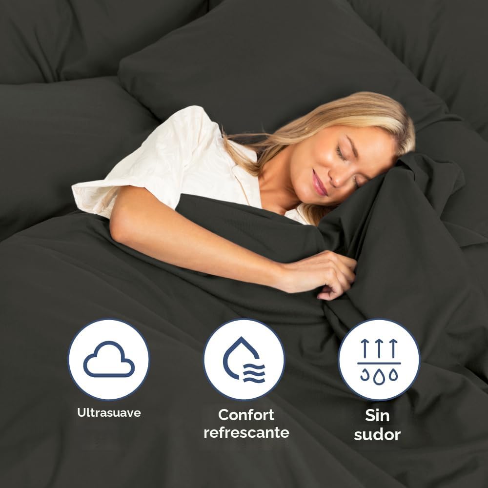 JUEGO DE SÁBANAS KING SIZE 4 PIEZAS MICROFIBRA CHARCOAL - 4