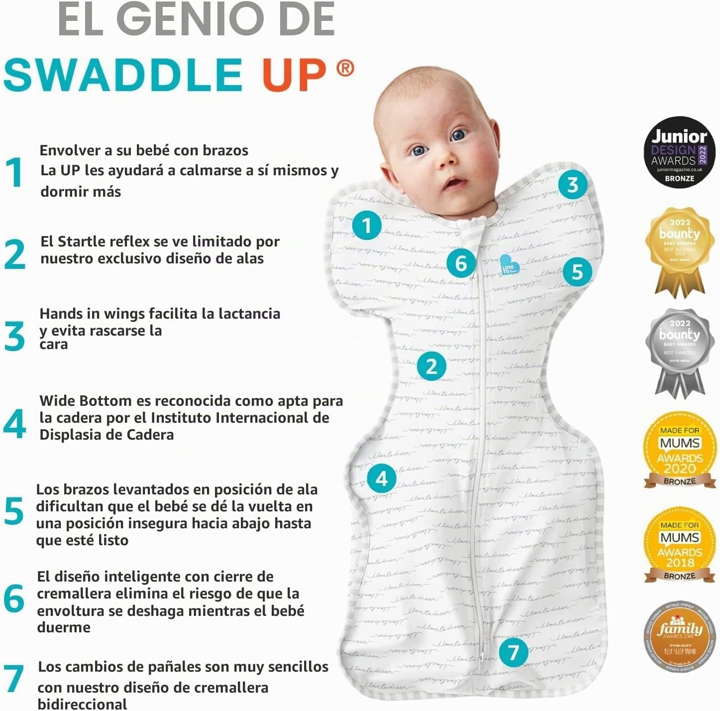 SACO DE DORMIR SWADDLE UP LOVE TO DREAM 1.0 TOG 8-13 LBS BEIGE - 5