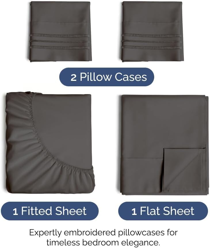JUEGO DE SÁBANAS QUEEN SIZE 4 PIEZAS MICROFIBRA CHARCOAL CGK UNLIMITED - 2