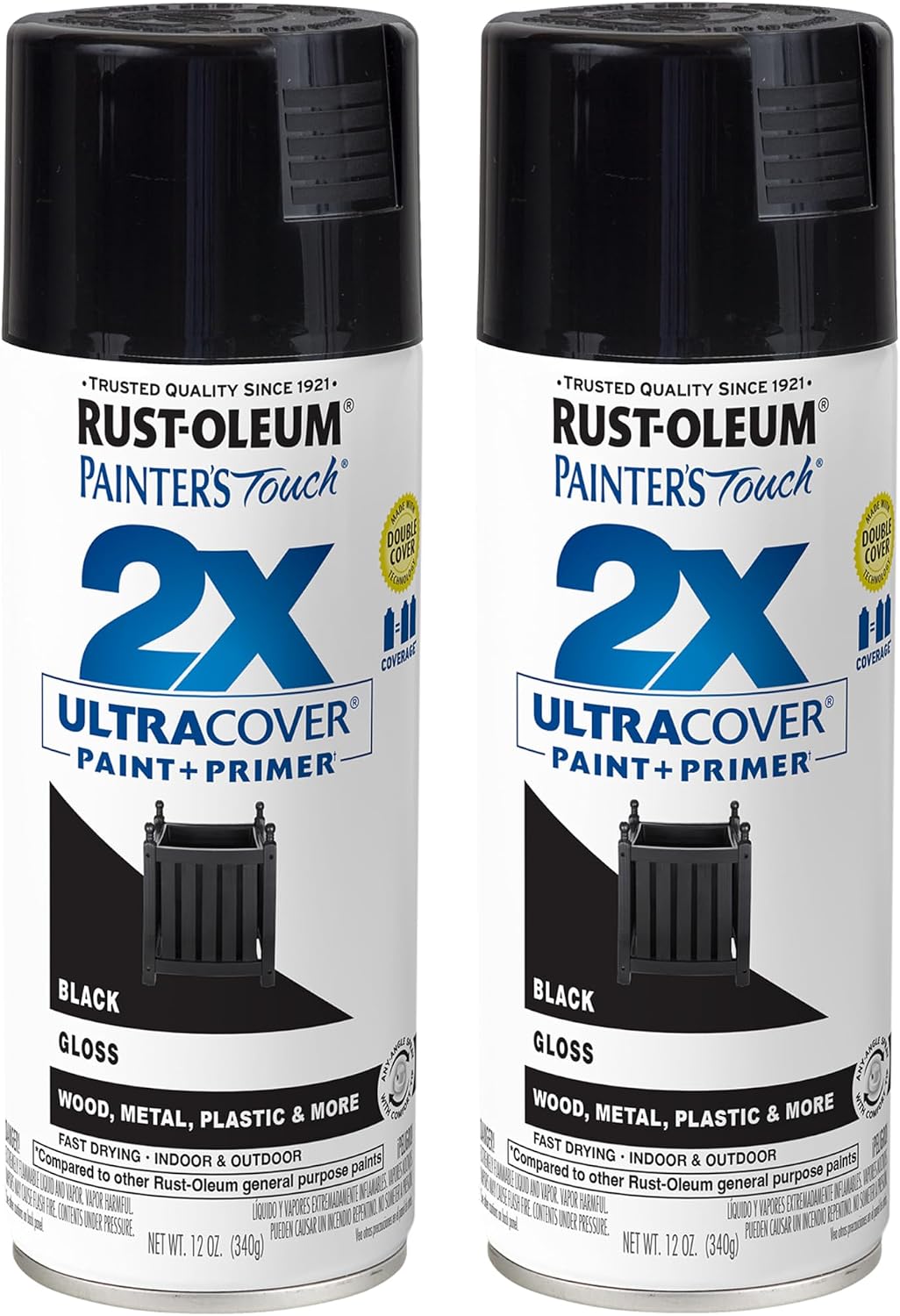 PINTURA EN SPRAY RUST-OLEUM PAINTER'S TOUCH 2X ULTRA COVER NEGRO BRILLANTE - 1