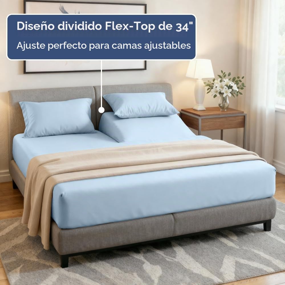 JUEGO DE SÁBANAS KING SPLIT HEAD CGK UNLIMITED AZUL CLARO 4 PIEZAS - 3