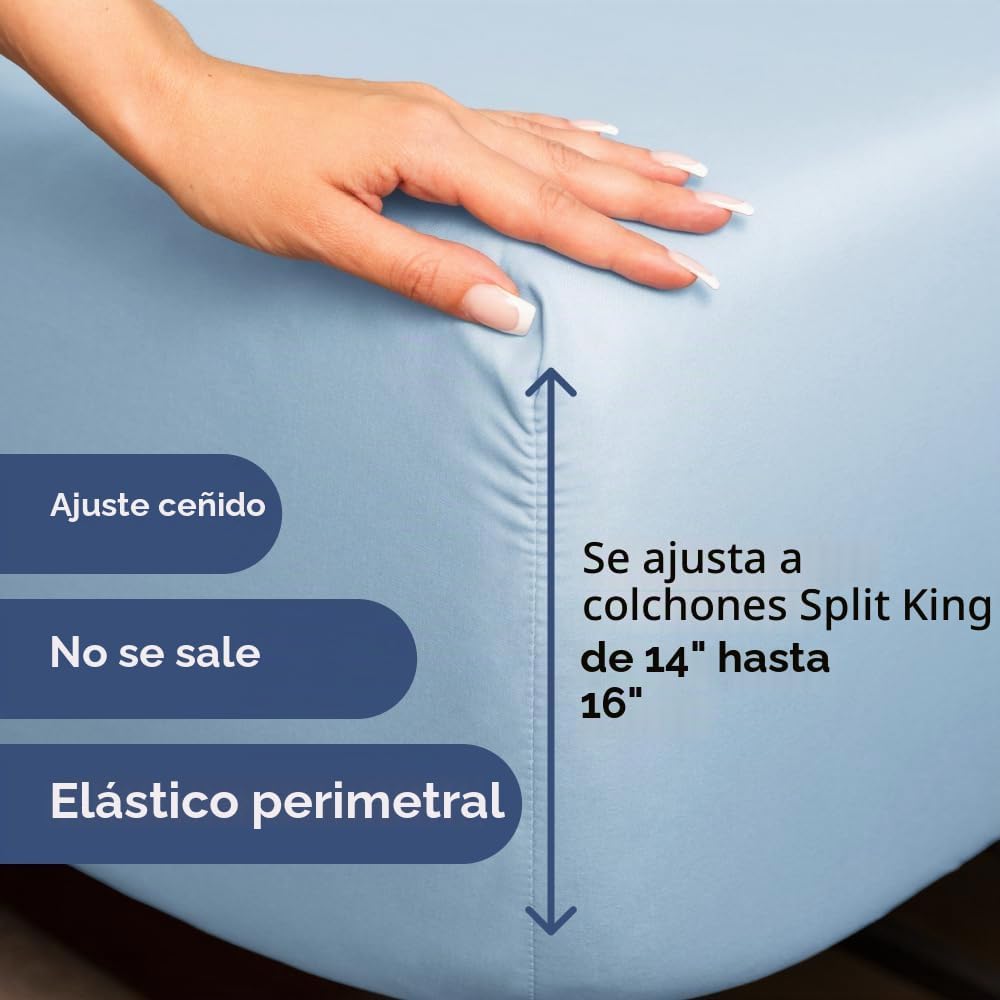 JUEGO DE SÁBANAS KING SPLIT HEAD CGK UNLIMITED AZUL CLARO 4 PIEZAS - 4