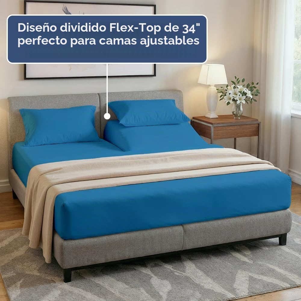 JUEGO DE SÁBANAS SPLIT KING CGK UNLIMITED AZUL DENIM 4 PIEZAS - 4