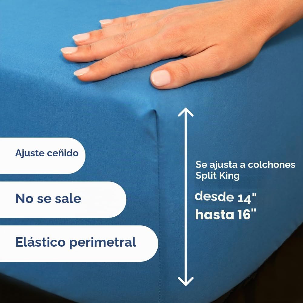 JUEGO DE SÁBANAS SPLIT KING CGK UNLIMITED AZUL DENIM 4 PIEZAS - 5