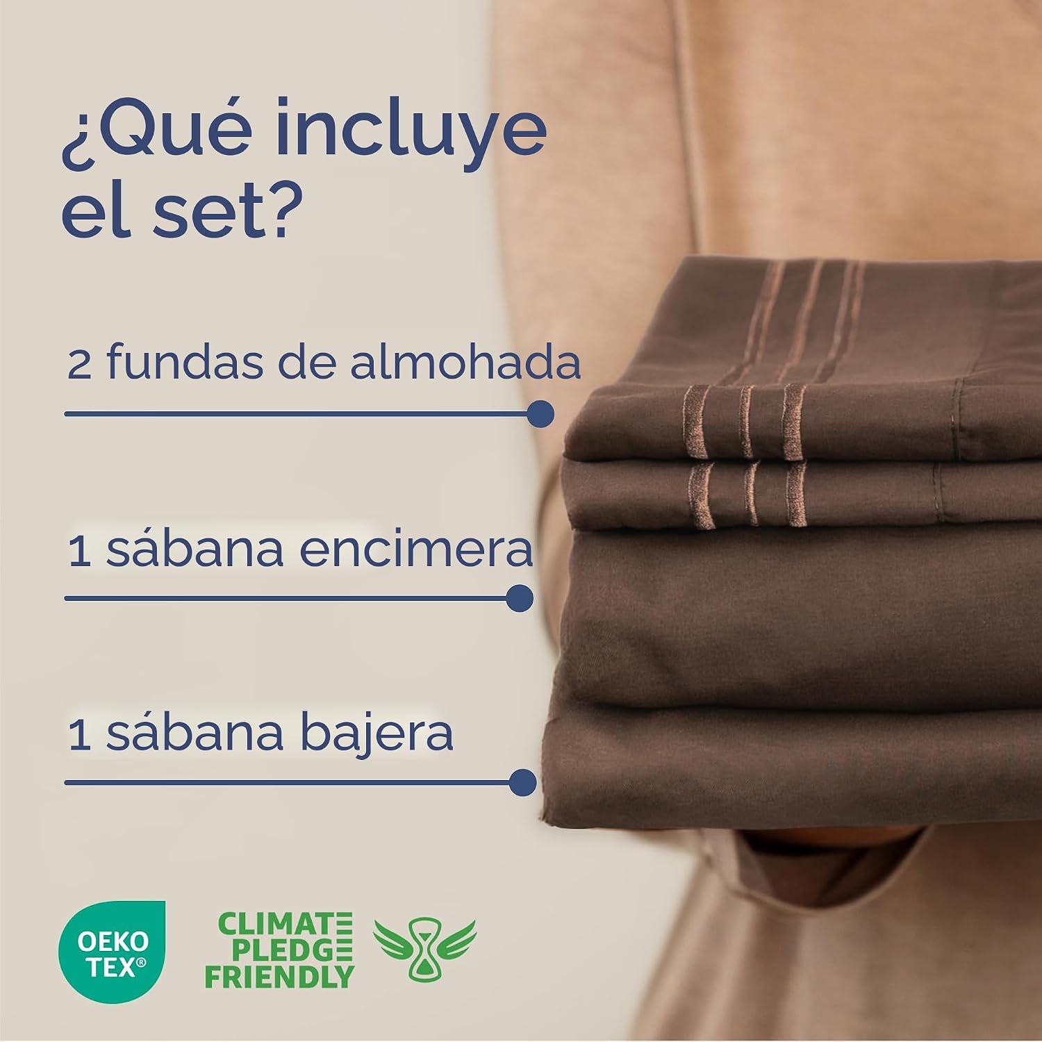 JUEGO DE SÁBANAS QUEEN 4 PIEZAS CGK UNLIMITED MICROFIBRA MARRÓN - 2