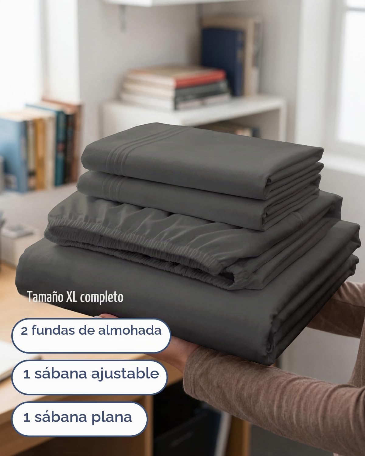 JUEGO DE SÁBANAS FULL XL 4 PIEZAS CGK UNLIMITED CHARCOAL - 3