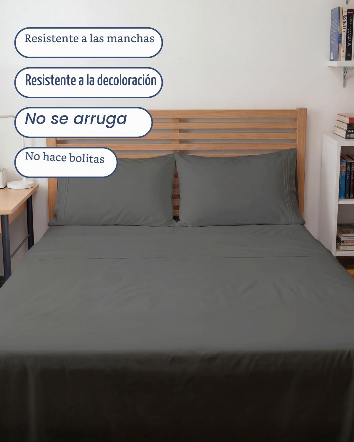 JUEGO DE SÁBANAS FULL XL 4 PIEZAS CGK UNLIMITED CHARCOAL - 5