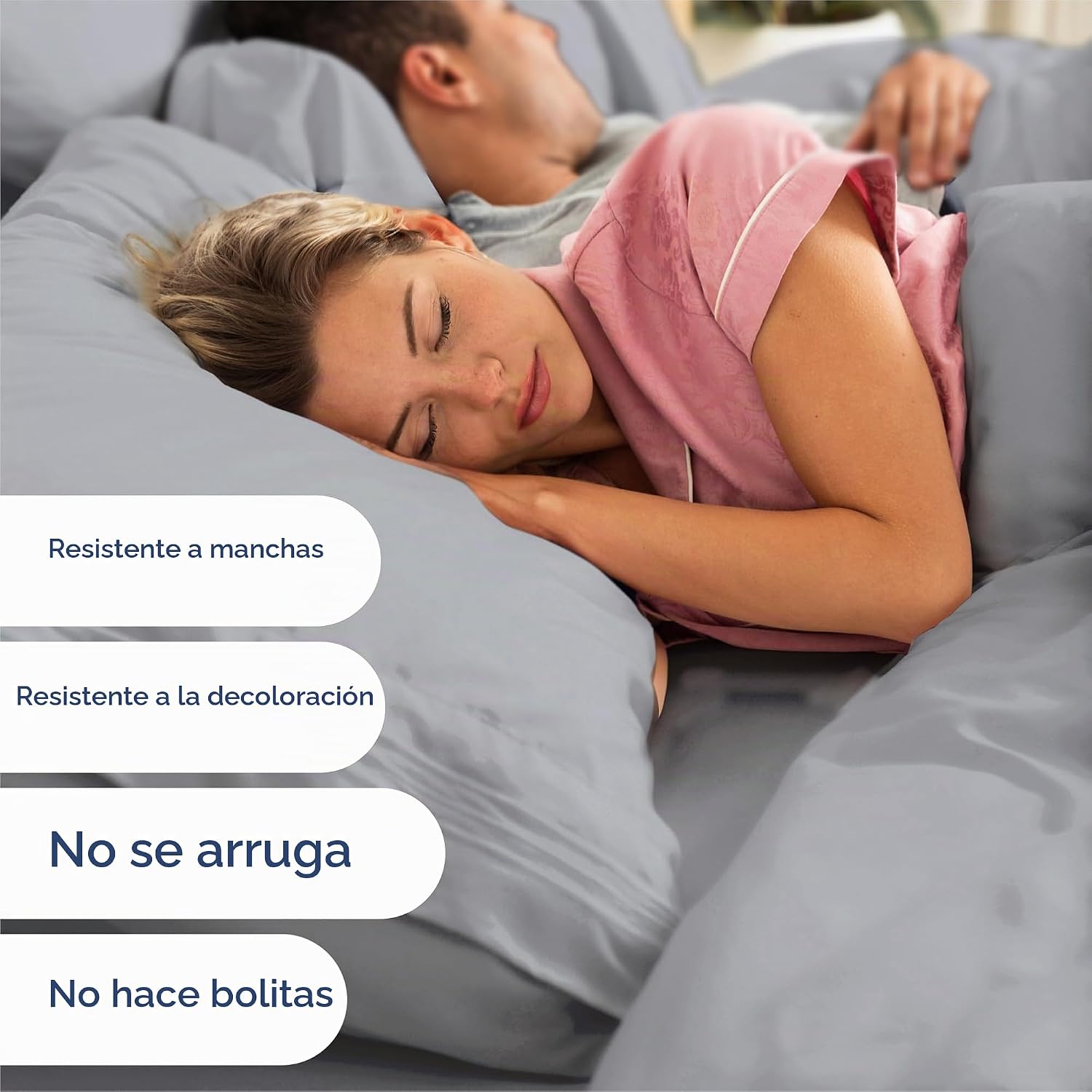 JUEGO DE SÁBANAS KING SIZE 4 PIEZAS MICROFIBRA AZUL ACERO - 5