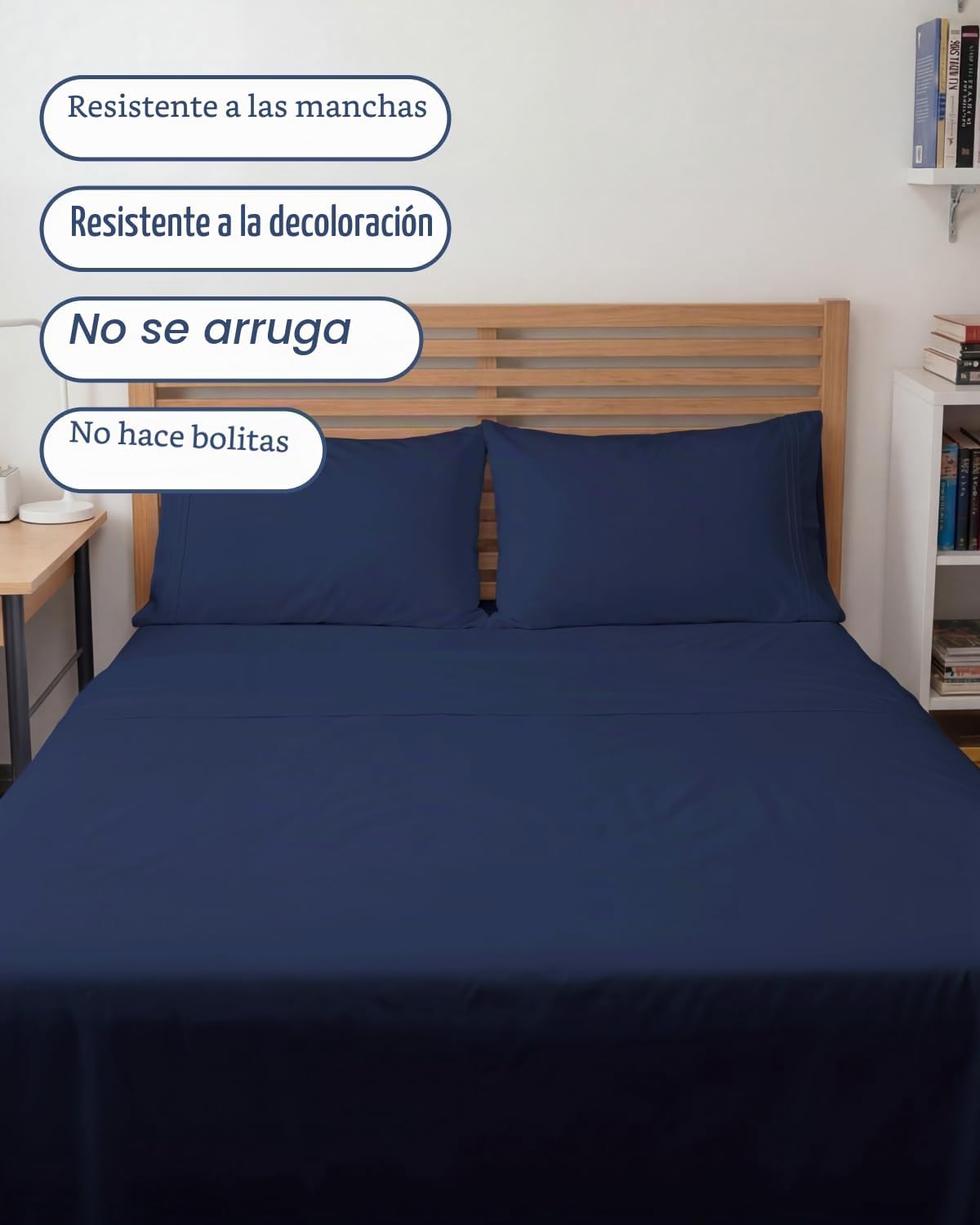 JUEGO DE SÁBANAS FULL XL 4 PIEZAS CGK UNLIMITED AZUL MARINO - 5