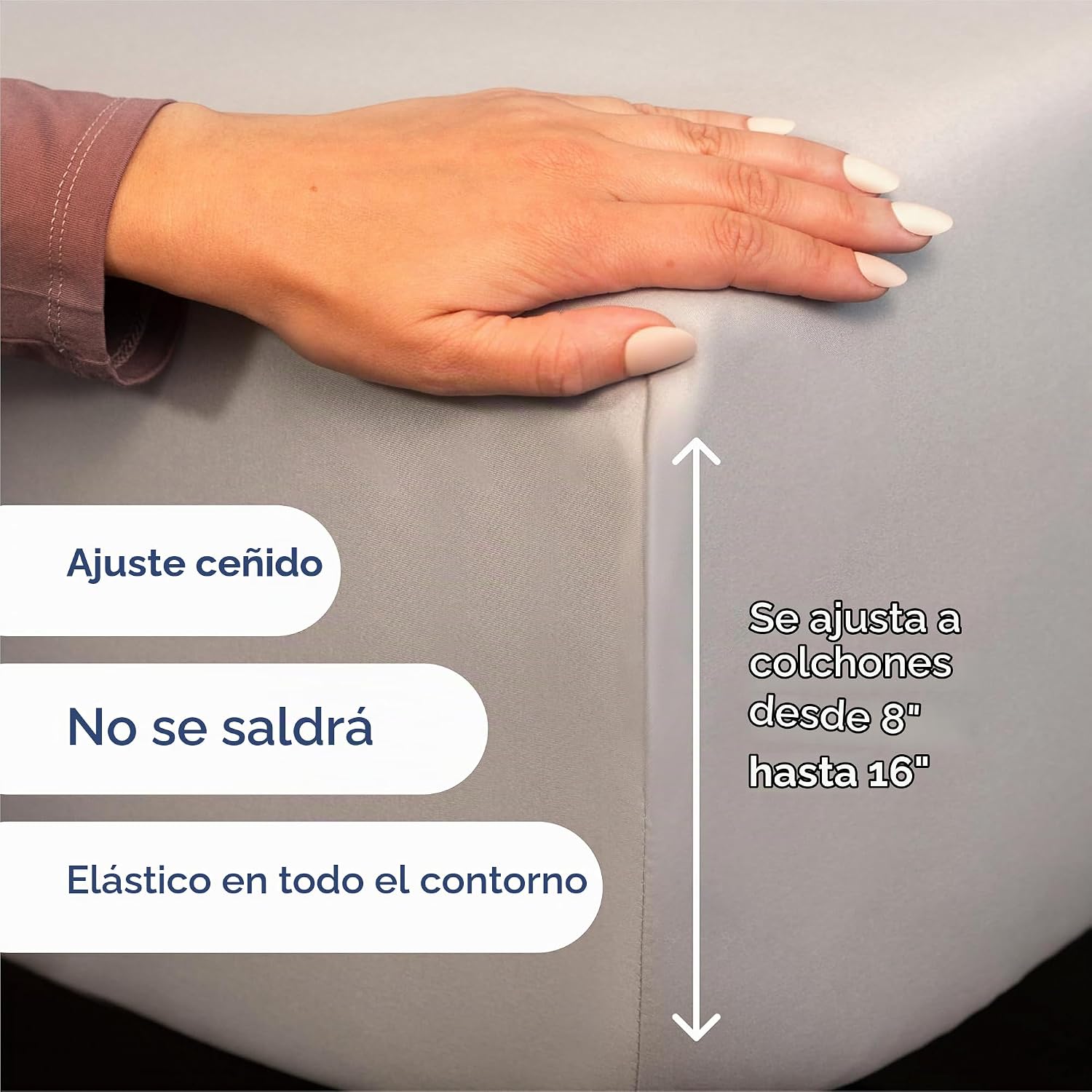 JUEGO DE SÁBANAS SPLIT KING 5 PIEZAS MICROFIBRA GRIS CLARO - 3