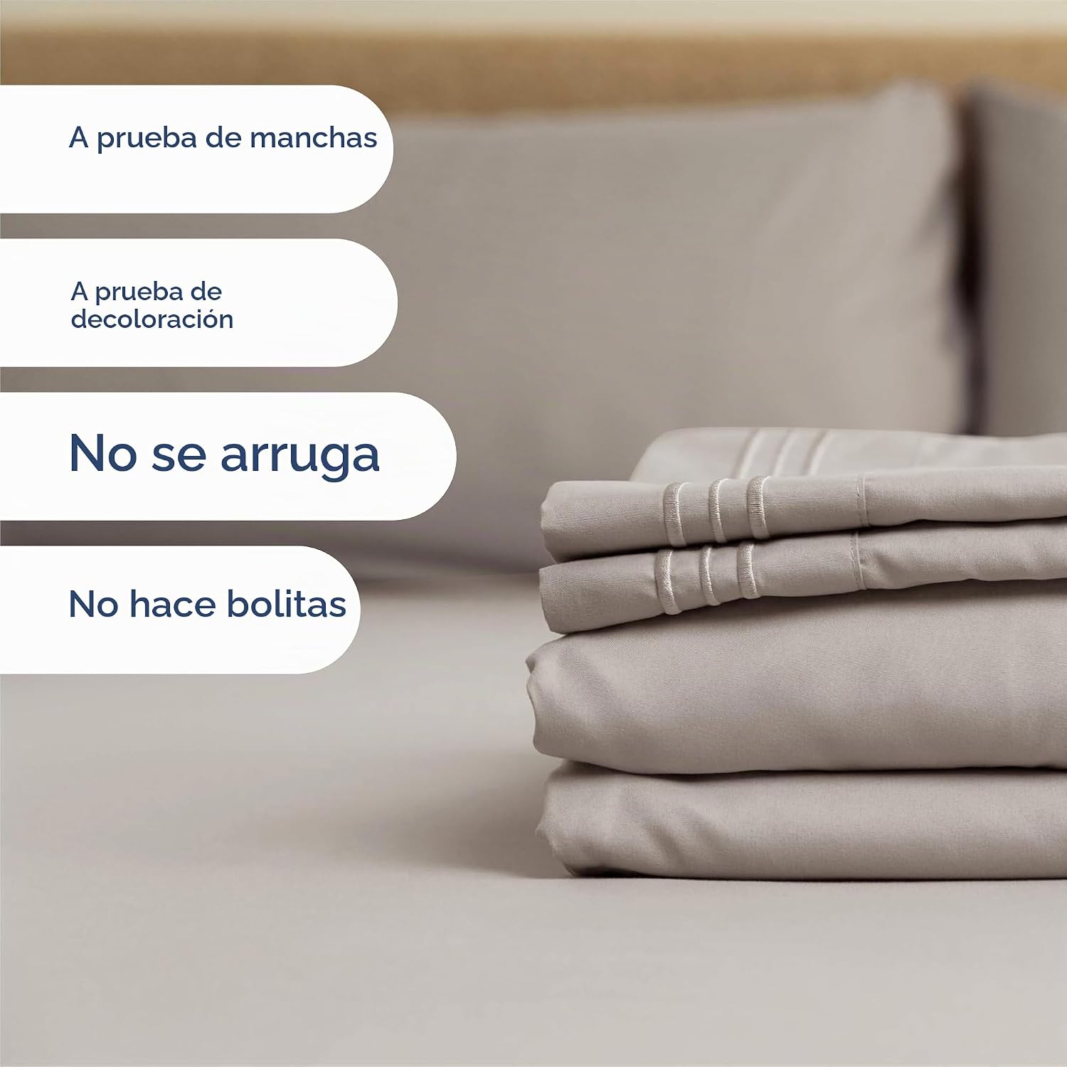 JUEGO DE SÁBANAS SPLIT KING 5 PIEZAS MICROFIBRA GRIS CLARO - 5