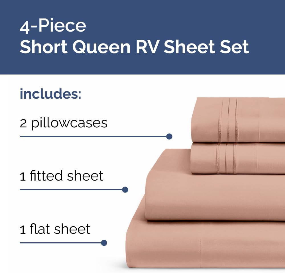 JUEGO DE SÁBANAS RV SHORT QUEEN 4 PIEZAS COLOR MALVA - 2