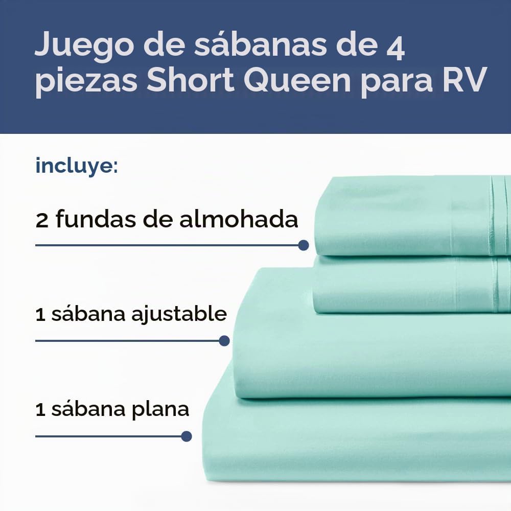 JUEGO DE SÁBANAS SHORT QUEEN 4 PIEZAS CGK UNLIMITED AZUL SPA - 2