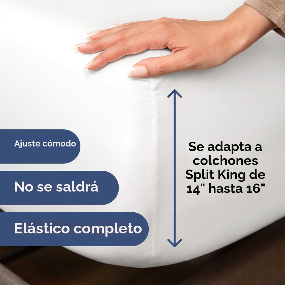 JUEGO DE SÁBANAS SPLIT KING CGK UNLIMITED BLANCO 4 PIEZAS - 4