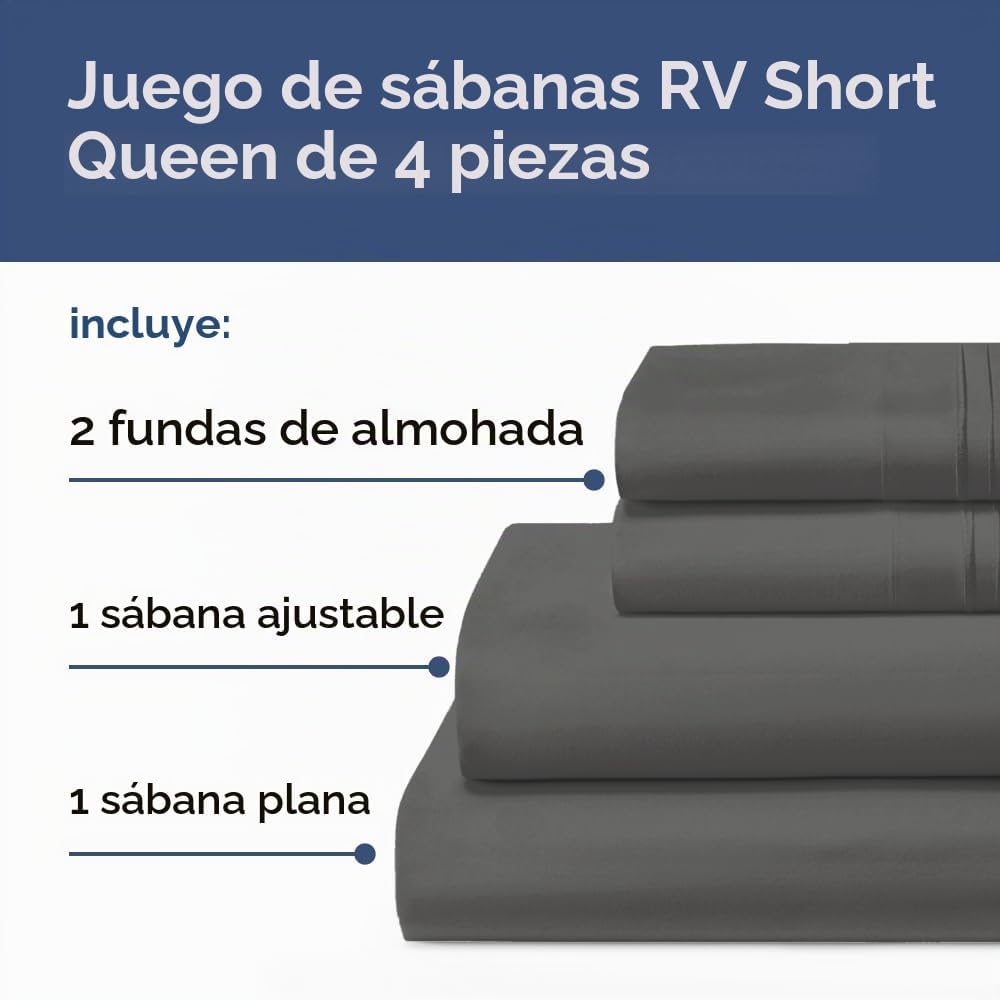 JUEGO DE SÁBANAS SHORT QUEEN 4 PIEZAS CGK UNLIMITED CHARCOAL - 2