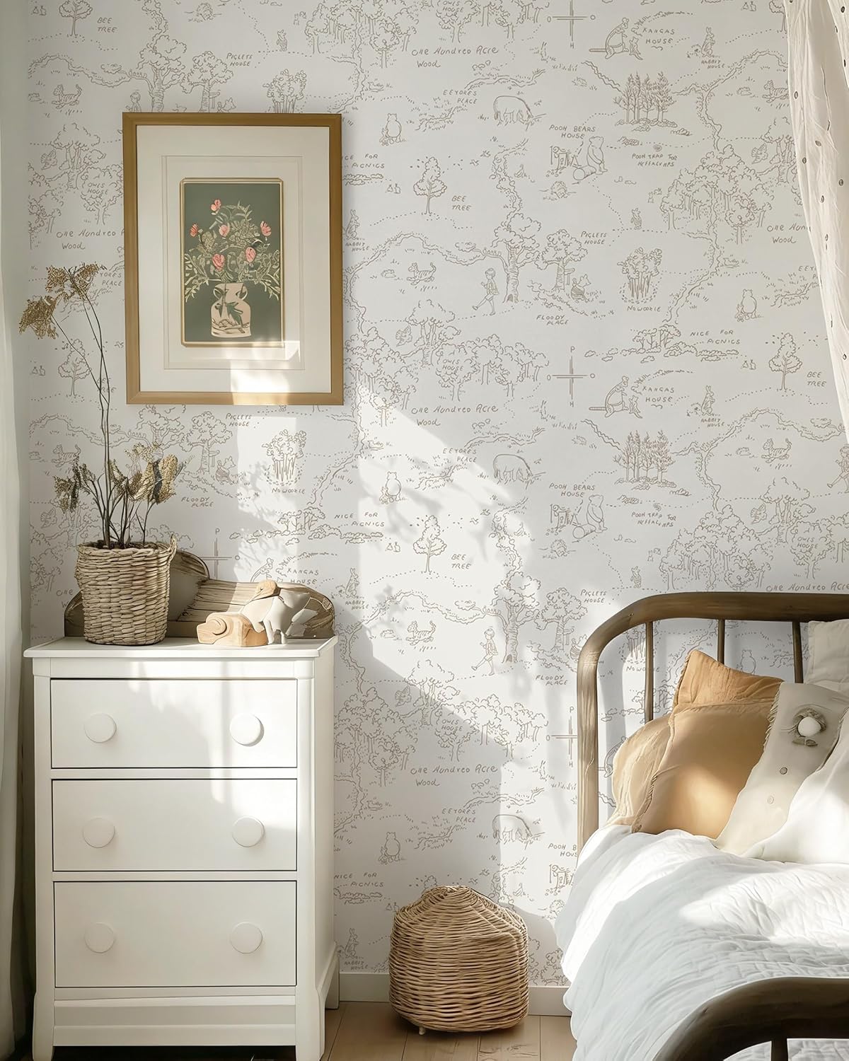 PAPEL MURAL AUTOADHESIVO DIMOON 236X17.3 PULGADAS DISEÑO FLORAL BOHO BEIGE Y MARRÓN - 4