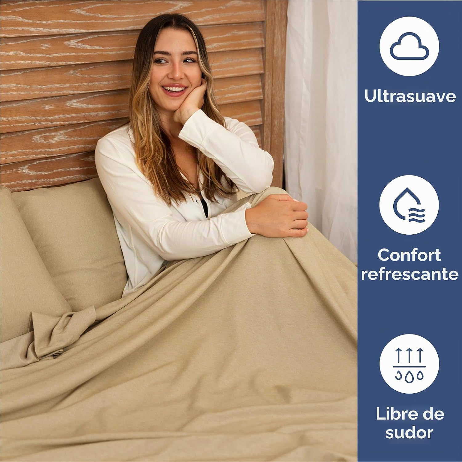 JUEGO DE SÁBANAS KING SIZE 4 PIEZAS CGK UNLIMITED MICROFIBRA HEATHERED TAN - 4