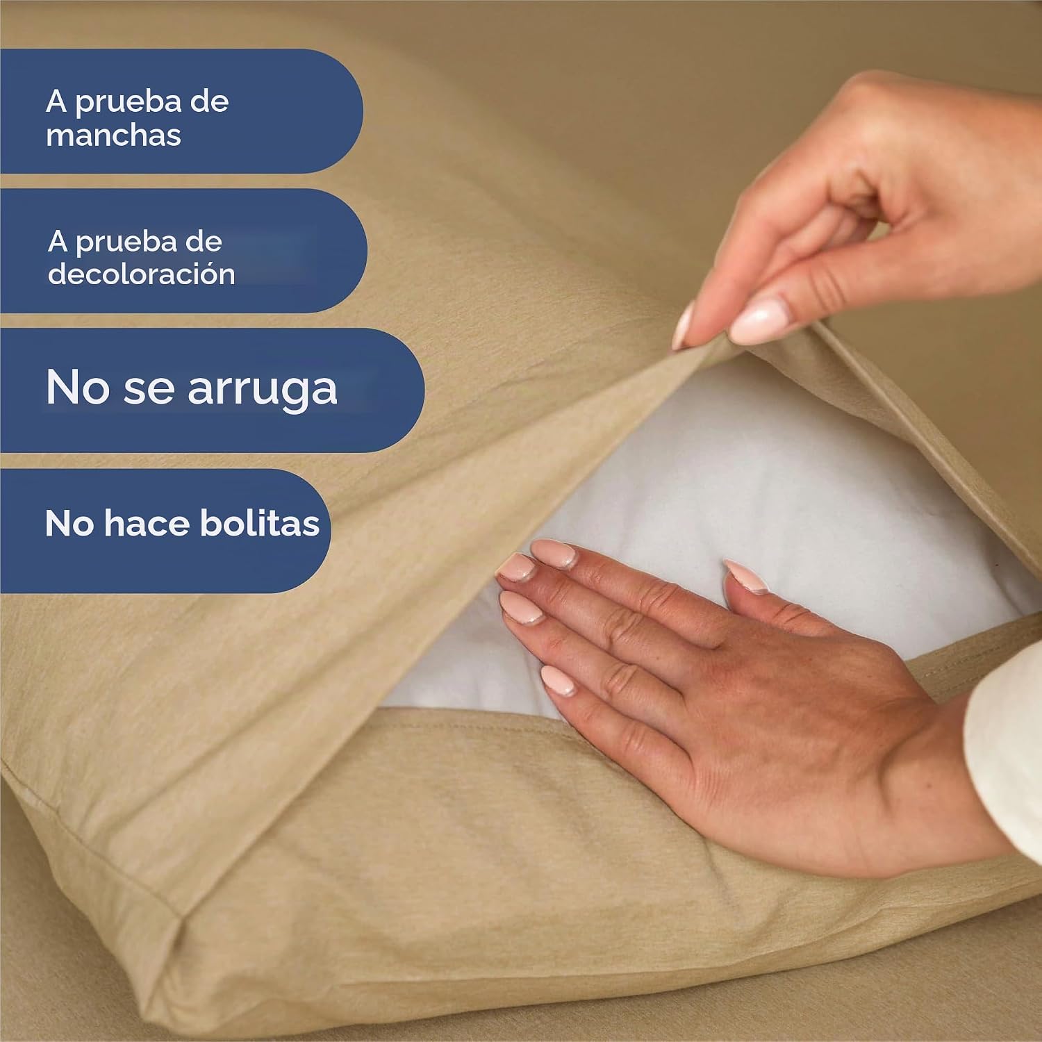 JUEGO DE SÁBANAS KING SIZE 4 PIEZAS CGK UNLIMITED MICROFIBRA HEATHERED TAN - 5