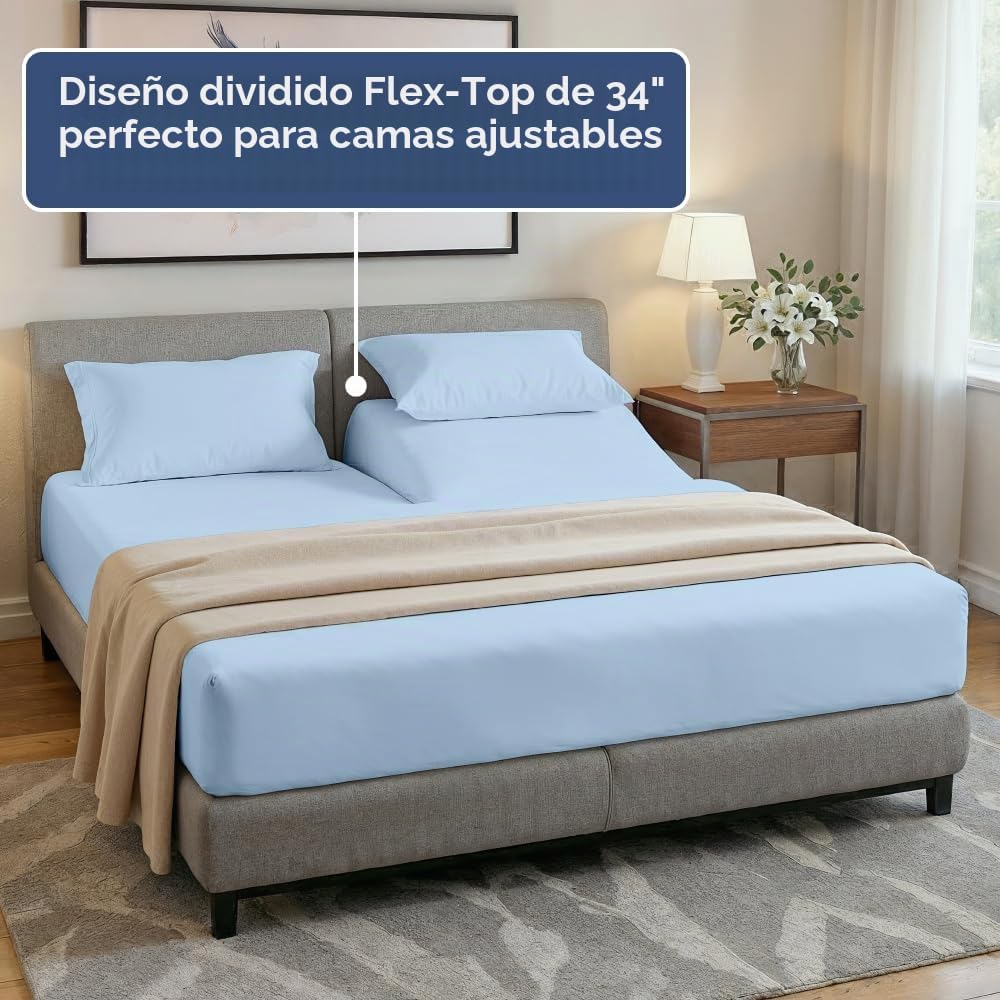 JUEGO DE SÁBANAS SPLIT KING CGK UNLIMITED AZUL CIELO 4 PIEZAS - 3