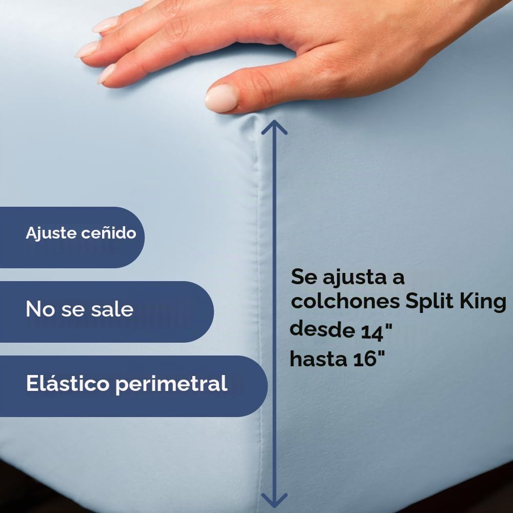 JUEGO DE SÁBANAS SPLIT KING CGK UNLIMITED AZUL CIELO 4 PIEZAS - 4