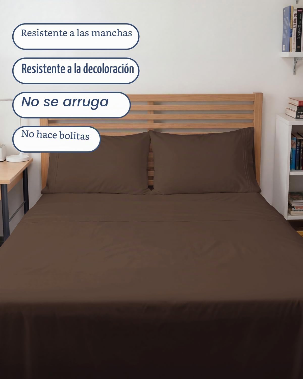 JUEGO DE SÁBANAS FULL XL 4 PIEZAS CGK UNLIMITED MARRÓN - 5